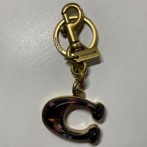 Coach key ring with C charm